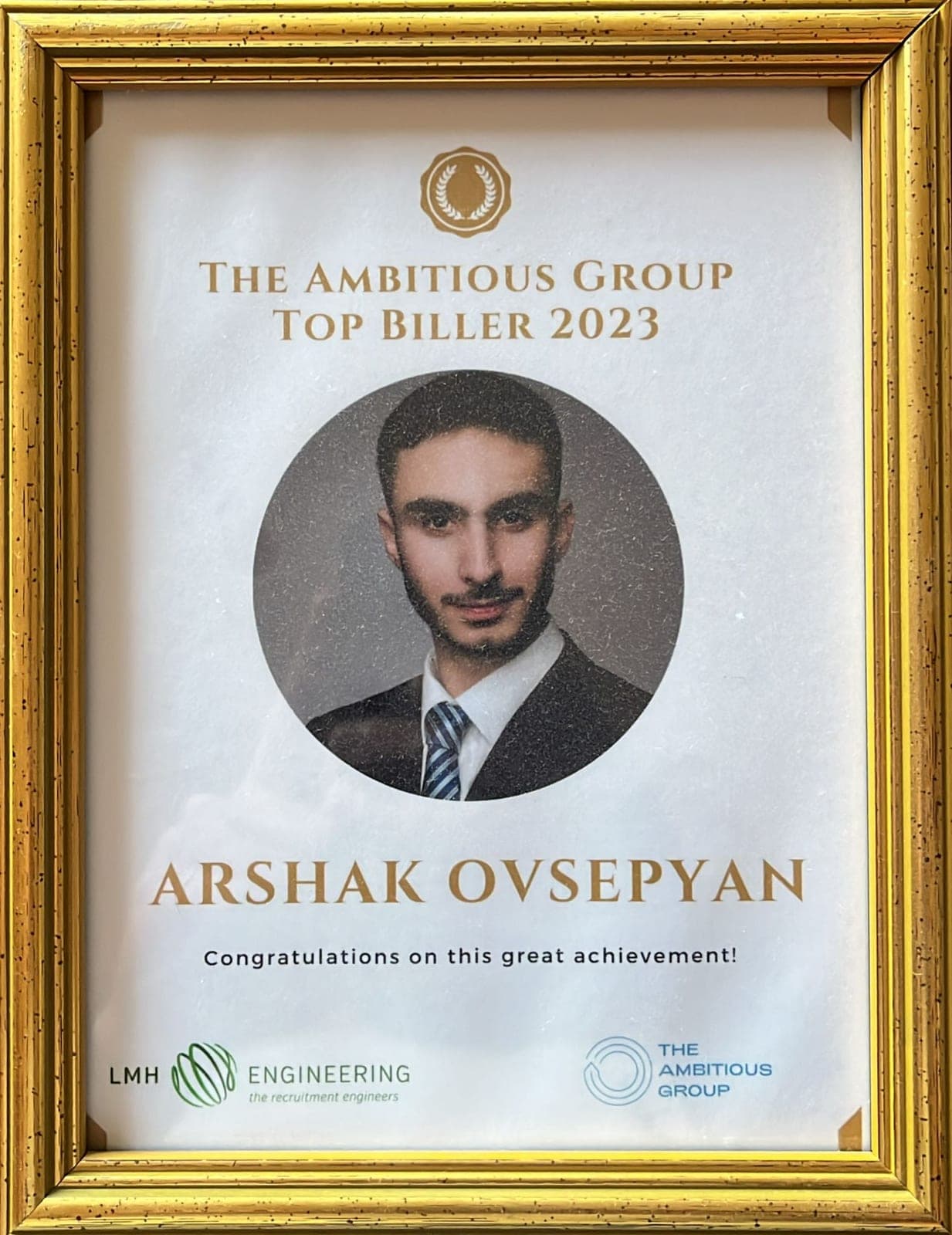 Top Biller Award 2023 – Arshak Ovsepyan